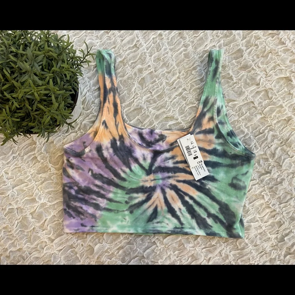 Aeropostale Tie Dye Crop Tank Top Cropped Shirt Cotton Cami Soft Layering Tee - Picture 2 of 7